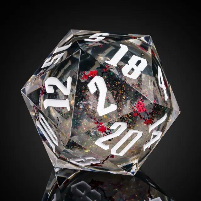 Liquid Core D20 Red Flower Glitter (55mm)