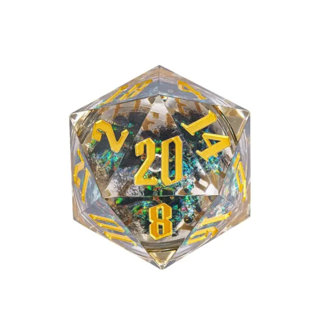 Liquid Core D20 Dark Glitter (55mm) Gold Font
