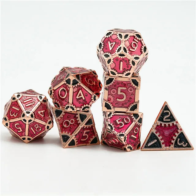 A Role Playing Dice Set Metallic - Steam Punk Red/Black