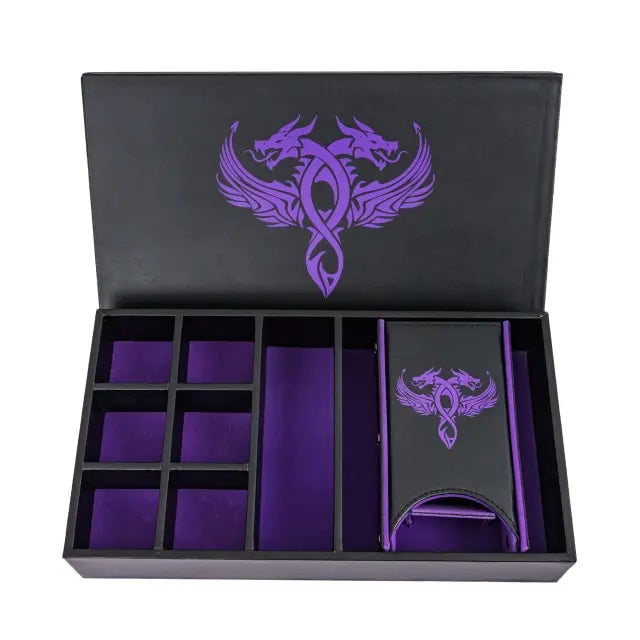 Leather Dice Tower & Storage Box (Purple)