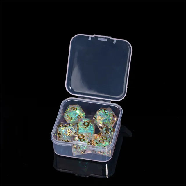 A Role Playing Dice Set - Mini White/Gold Sharp 11.5-15 mm Dice