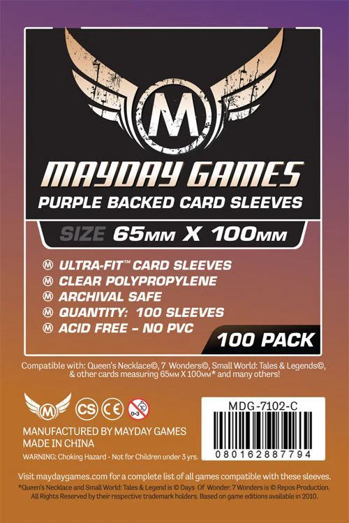 (65x100 mm) Mayday Games Card Sleeves - Magnum Ultra-Fit - Purple