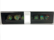 A Role Playing Dice Set - White Glitter Dice (Green Core)
