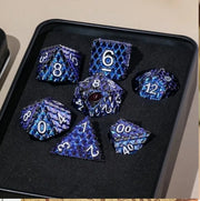 A Role Playing Dice Set Metallic - Dragon Scale Dark Blue Glitter