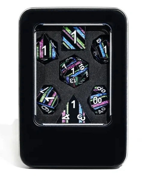 A Role Playing Dice Set Metallic - Dark Rainbow
