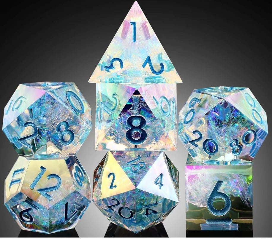 A Role Playing Dice Set - White And Purple Spectral