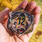 Liquid Core D20 Red Glitter (55mm)