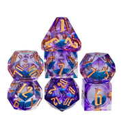 A Role Playing Dice Set Metallic - Liquid Dice DND Dice Purple/Gold