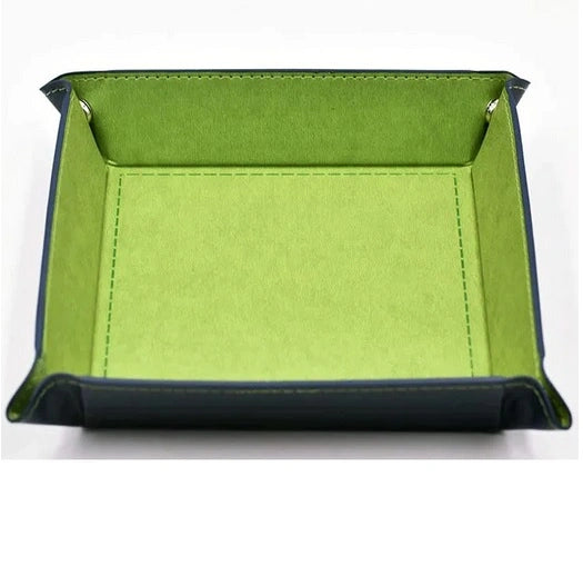 Velvet PU Leather Folding Square Dice Tray - Grön