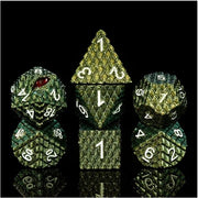 A Role Playing Dice Set Metallic - Dragon Scale Gold & Green Glitter