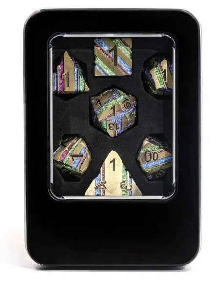 A Role Playing Dice Set Metallic - Gold Rainbow