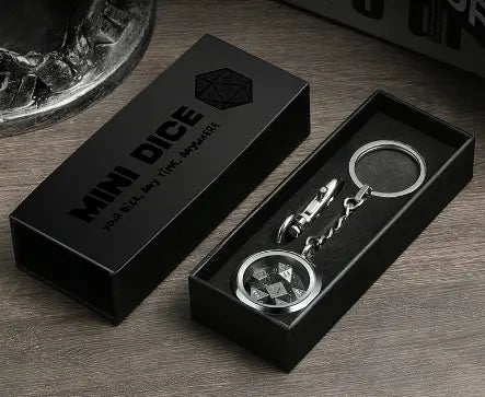 Mini Metal Dice Set Keychain Silver