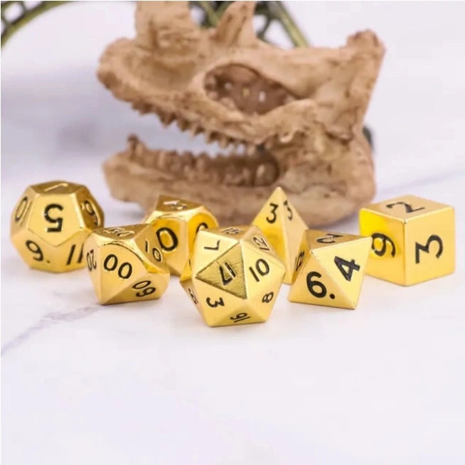 A Role Playing Dice Set Metallic - Mini Metall - Gold (storlek 10 mm)