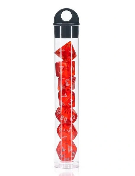A Role Playing Dice Set - Mini - Transparent Red (size 10 mm)