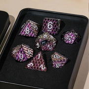 A Role Playing Dice Set Metallic - Dragon Scale Dark Rose
