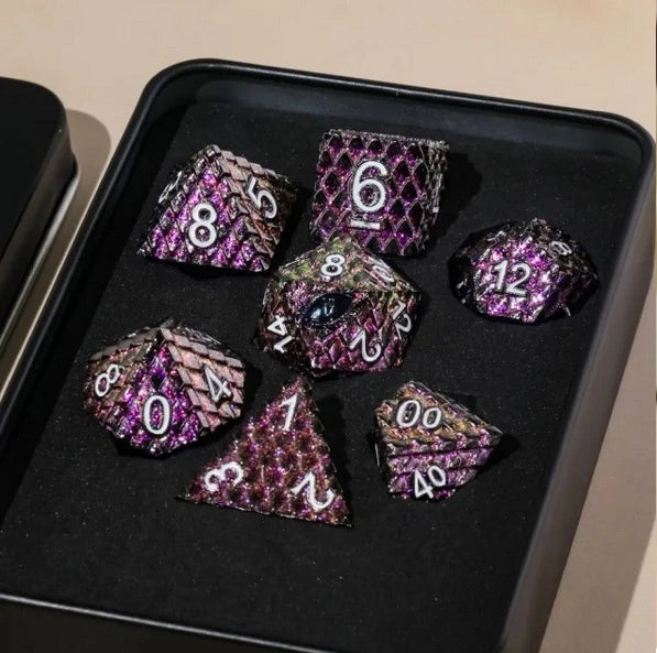 A Role Playing Dice Set Metallic - Dragon Scale Dark Rose