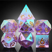 A Role Playing Dice Set - Purple Spectral ( Gold Font)