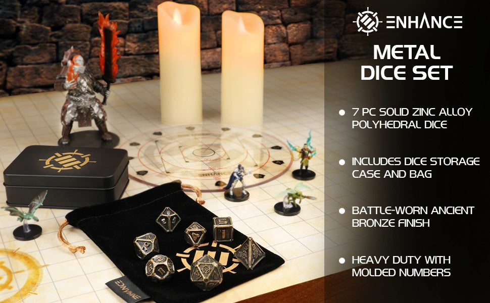 Metal Dice Set Ancient Bronze