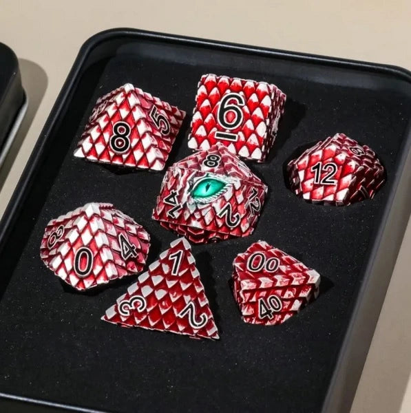 A Role Playing Dice Set Metallic - Dragon Scale Red