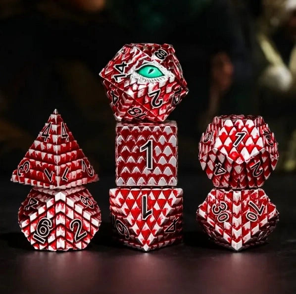 A Role Playing Dice Set Metallic - Dragon Scale Red