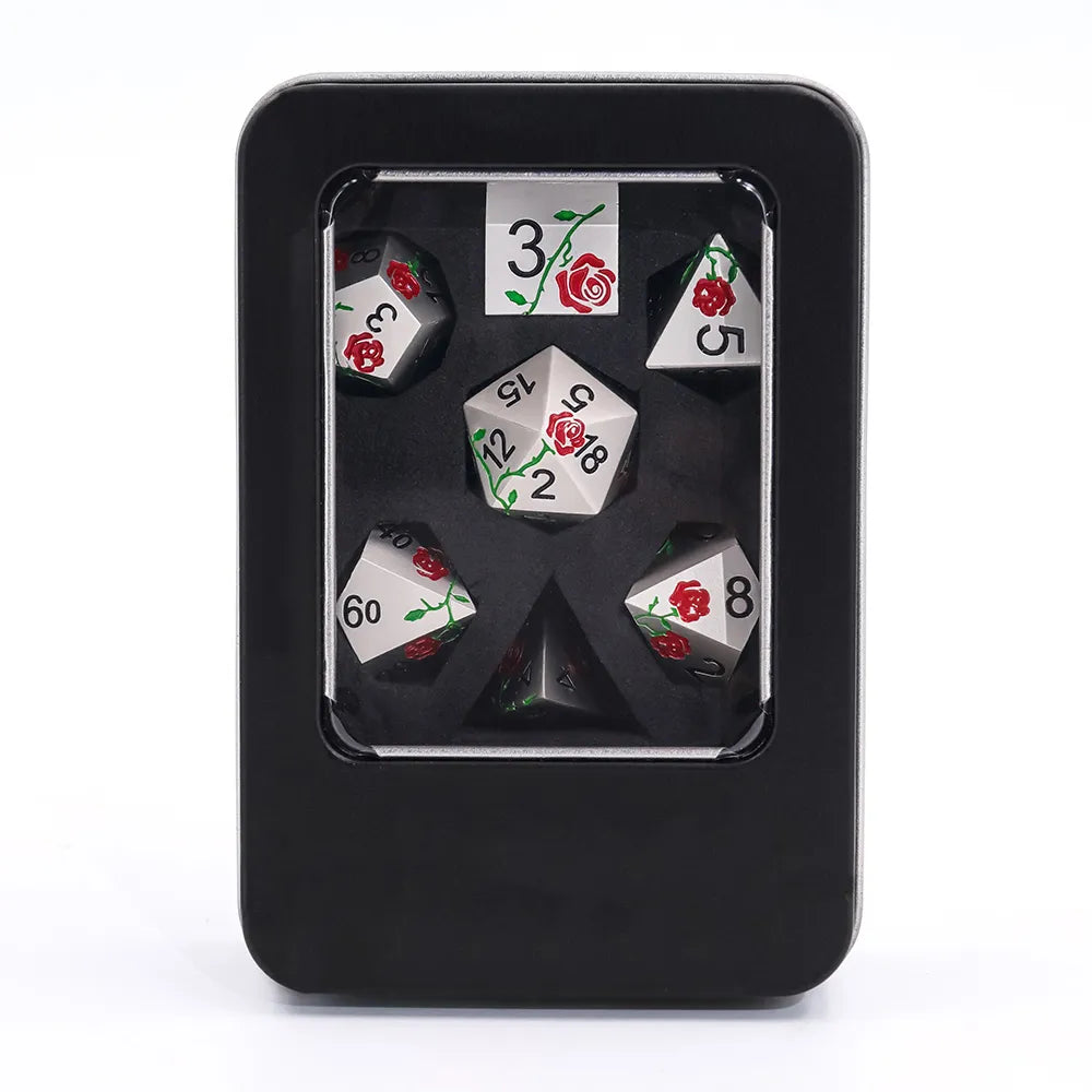 A Role Playing Dice Set Metallic - Red Rose