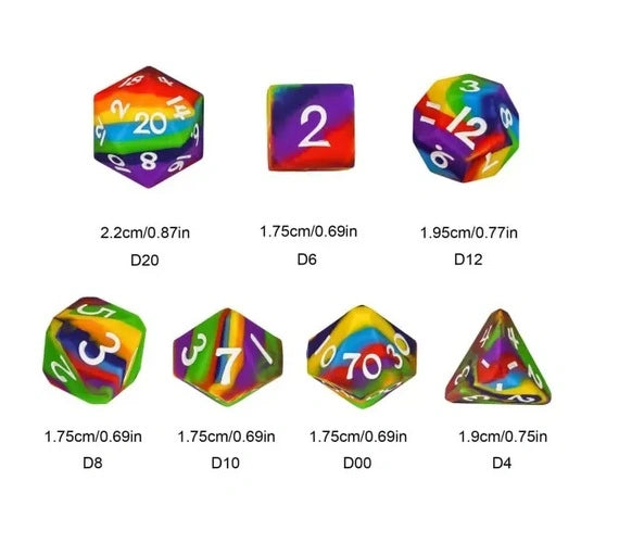 A Role Playing Dice Set: Rainbow (Silikon)