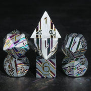 A Role Playing Dice Set Metallic - Silver Rainbow