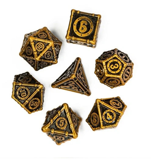 A Role Playing Dice Set Metallic - Steam Punk Gold