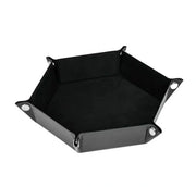 Velvet PU Leather Folding Hexagon Dice Tray - Svart