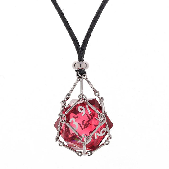 Mysticage Dice Chain with Random Sharp Resin D20s Silver