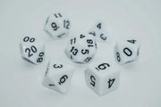 A Role Playing Dice Set: White with black numbers