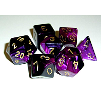 RPG Dice Sets Gemini 4 Poly Black Purple/gold Polyhedral 7-Die Set