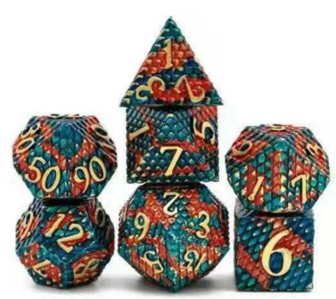 A Role Playing Dice Set: Metallic - Dragon Scale Red/Green_boxshot