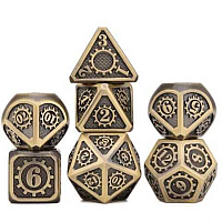 A Role Playing Dice Set: Metallic - Gear Brushed Gold