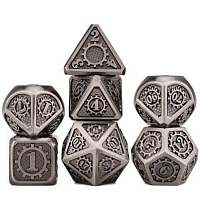 A Role Playing Dice Set: Metallic - Gear Brushed Silver