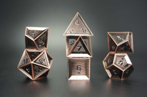 A Role Playing Dice Set: Metallic - Folded in corners-  Dark Copper_boxshot