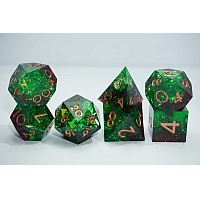 A Role Playing Dice Set: Sharp Edges - Green/red with gold