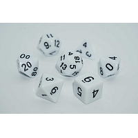 A Role Playing Dice Set: White with black numbers