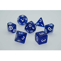 A Role Playing Dice Set: Blue Glitter with white numbers