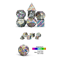 Stripe Dice Set (7) Metallic Rainbow
