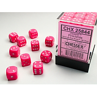 Chessex Opaque: 36 tärningar (12 mm) - Rosa med vita prickar (CHX 25844)