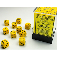 Chessex Opaque: 36 tärningar (12 mm) - Gul med svarta prickar (CHX 25802)
