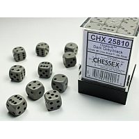 Chessex Opaque: 36 tärningar (12 mm) - Grå med svarta prickar(CHX 25810)