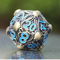 Big Metal D20 Dice Bronze Blue for Call of Cthulhu