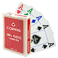 Copag 4 Colour poker cards 100% plastic (Red)
