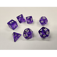 A Role Playing Dice Set: Purple transparent white numbers