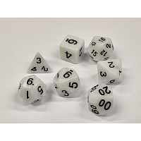 A Role Playing Dice Set: White Pearl with black numbers