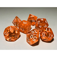 A Role Playing Dice Set: Orange transparent white numbers