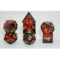 A Role Playing Dice Set: Sharp Edges - Red with glitter and gold