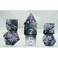 A Role Playing Dice Set: Sharp Edges - Blue/Green/Purple with Glitter